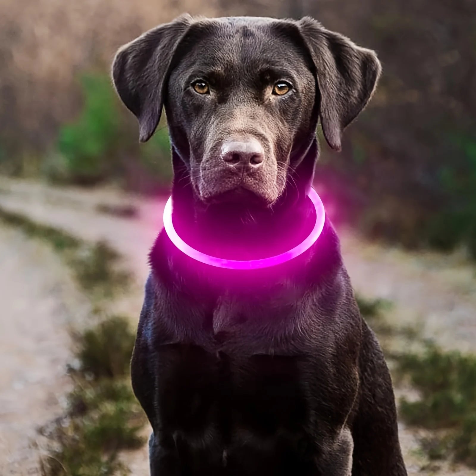 Coleira LED Luminosa para Cães – Recarregável via USB para Passeios Noturnos Seguros