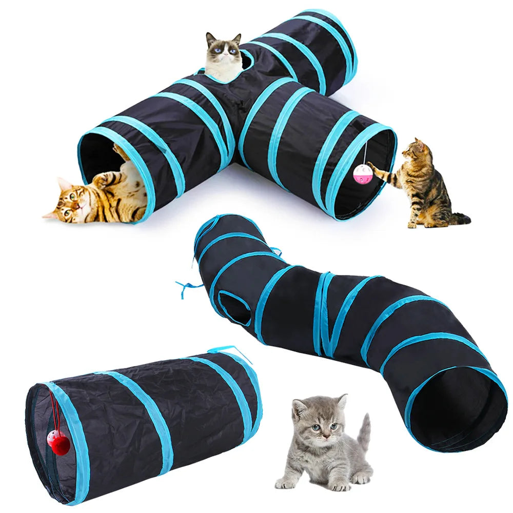 Túnel Dobrável para Gatos – Brinquedo Interativo em S/T para Uso Interno
