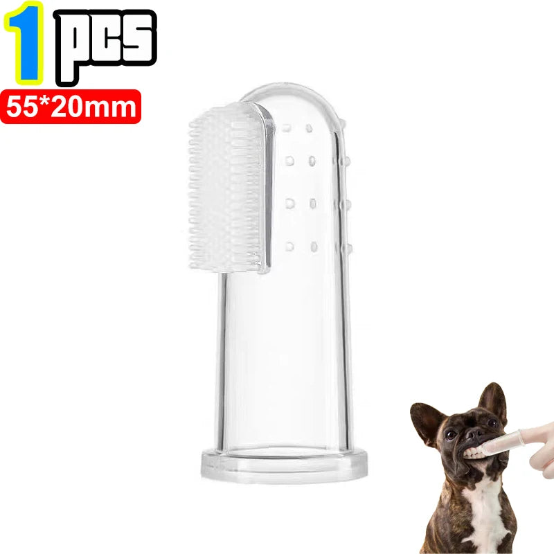 Kit Dedal Escova Dental de Silicone para Pets – Higiene Bucal para Cães e Gatos em Casa
