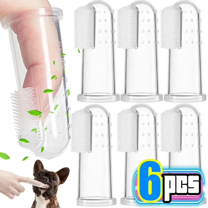 Kit Dedal Escova Dental de Silicone para Pets – Higiene Bucal para Cães e Gatos em Casa