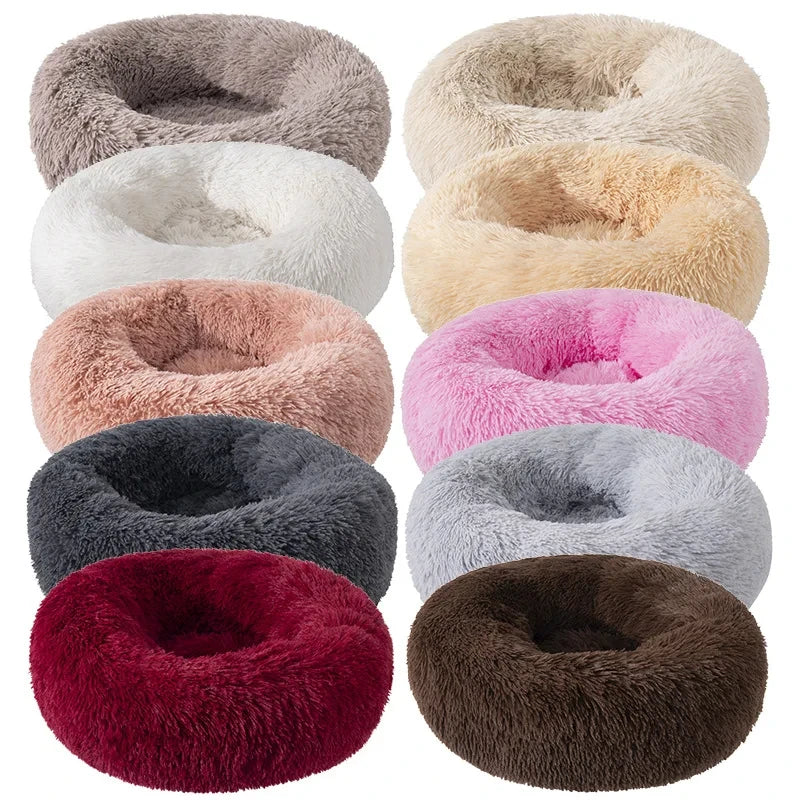 Cama Rosquinha Pelúcia Antiansiosa para Pets – Ultra Macia e Lavável (Inverno)