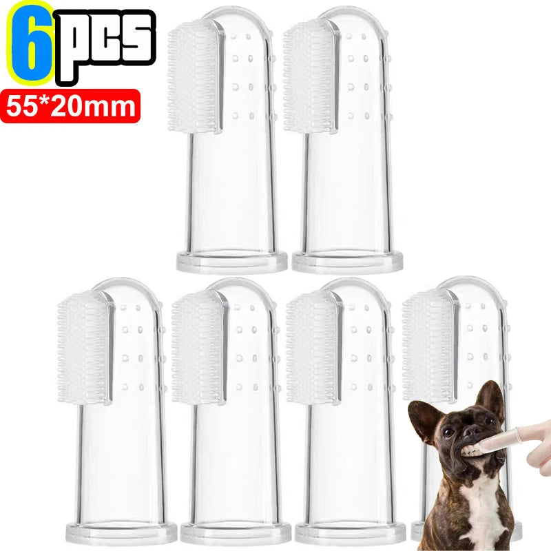 Kit Dedal Escova Dental de Silicone para Pets – Higiene Bucal para Cães e Gatos em Casa