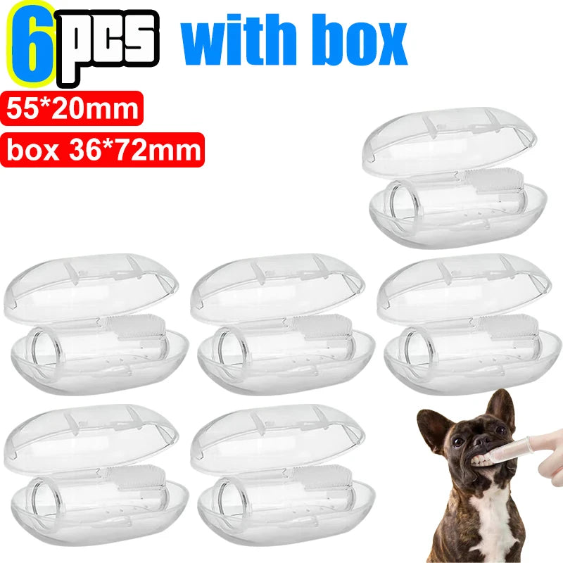 Kit Dedal Escova Dental de Silicone para Pets – Higiene Bucal para Cães e Gatos em Casa