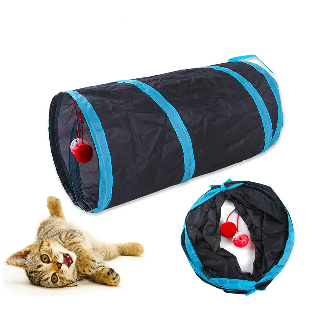 Túnel Dobrável para Gatos – Brinquedo Interativo em S/T para Uso Interno