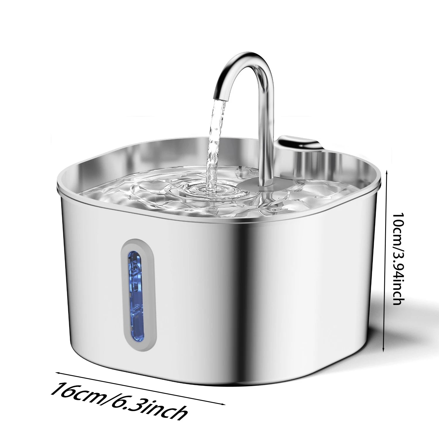 Bebedouro Elétrico Automático 2,2L para Pets – Fonte de Água em Aço Inox com Janela de Nível