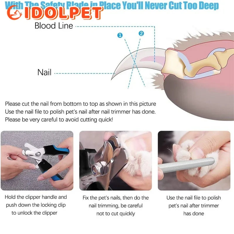 Cortador de Unhas Profissional para Pets – Tesoura em Aço Inox com Protetor de Segurança