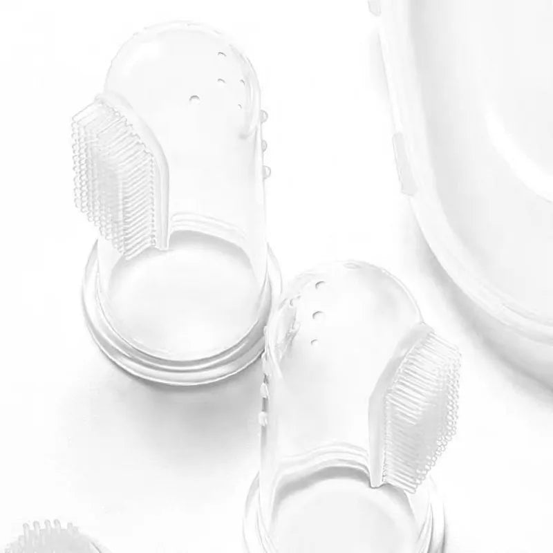 Kit Dedal Escova Dental de Silicone para Pets – Higiene Bucal para Cães e Gatos em Casa