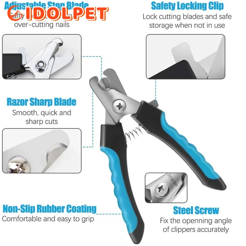 Cortador de Unhas Profissional para Pets – Tesoura em Aço Inox com Protetor de Segurança