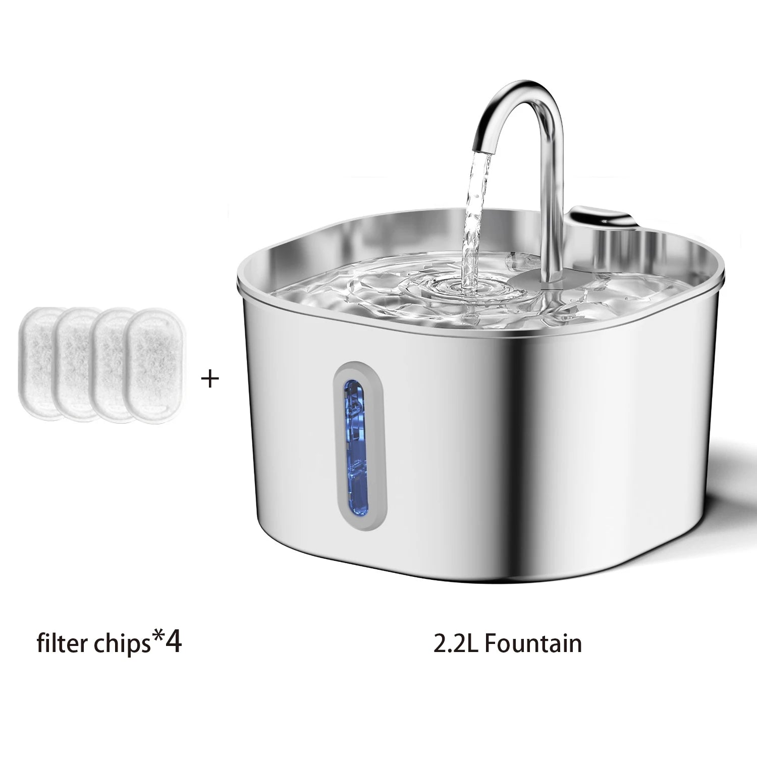 Bebedouro Elétrico Automático 2,2L para Pets – Fonte de Água em Aço Inox com Janela de Nível