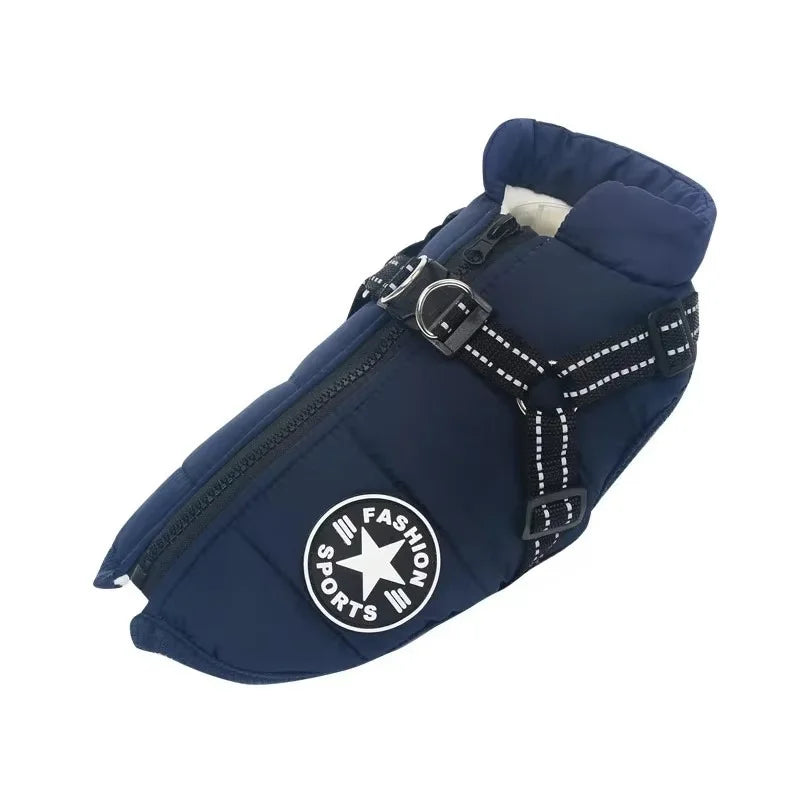 Jaqueta de Inverno para Cães com Peitoral Integrado – Impermeável para Raças Grandes e Pequenas
