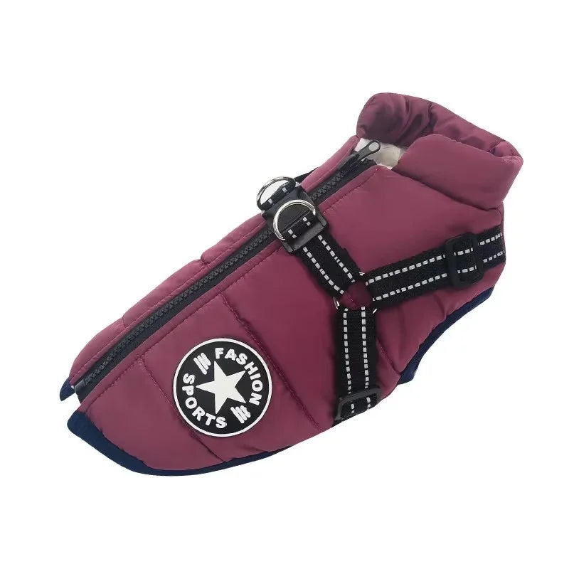 Jaqueta de Inverno para Cães com Peitoral Integrado – Impermeável para Raças Grandes e Pequenas