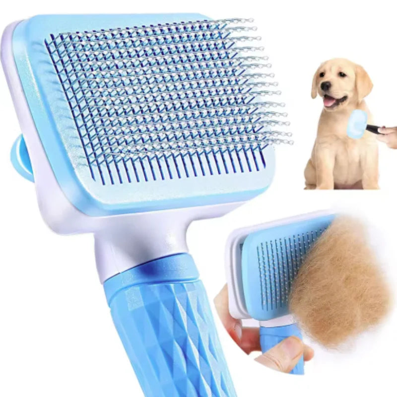 Escova Pente com Autolimpeza para Cães e Gatos – Remove Pelos com Massagem