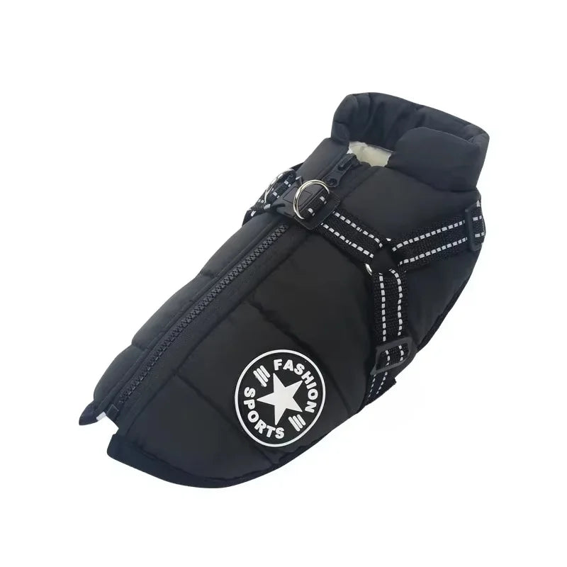 Jaqueta de Inverno para Cães com Peitoral Integrado – Impermeável para Raças Grandes e Pequenas