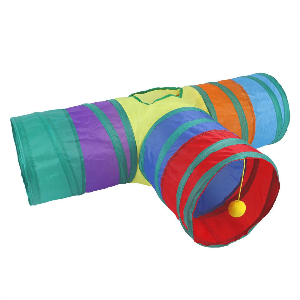 Túnel Dobrável para Gatos – Brinquedo Interativo em S/T para Uso Interno