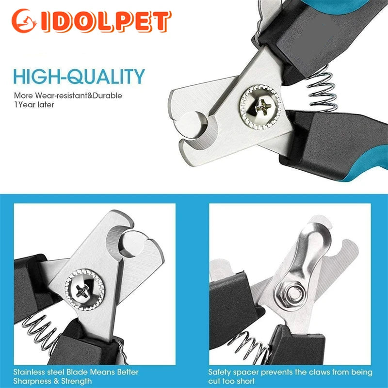 Cortador de Unhas Profissional para Pets – Tesoura em Aço Inox com Protetor de Segurança