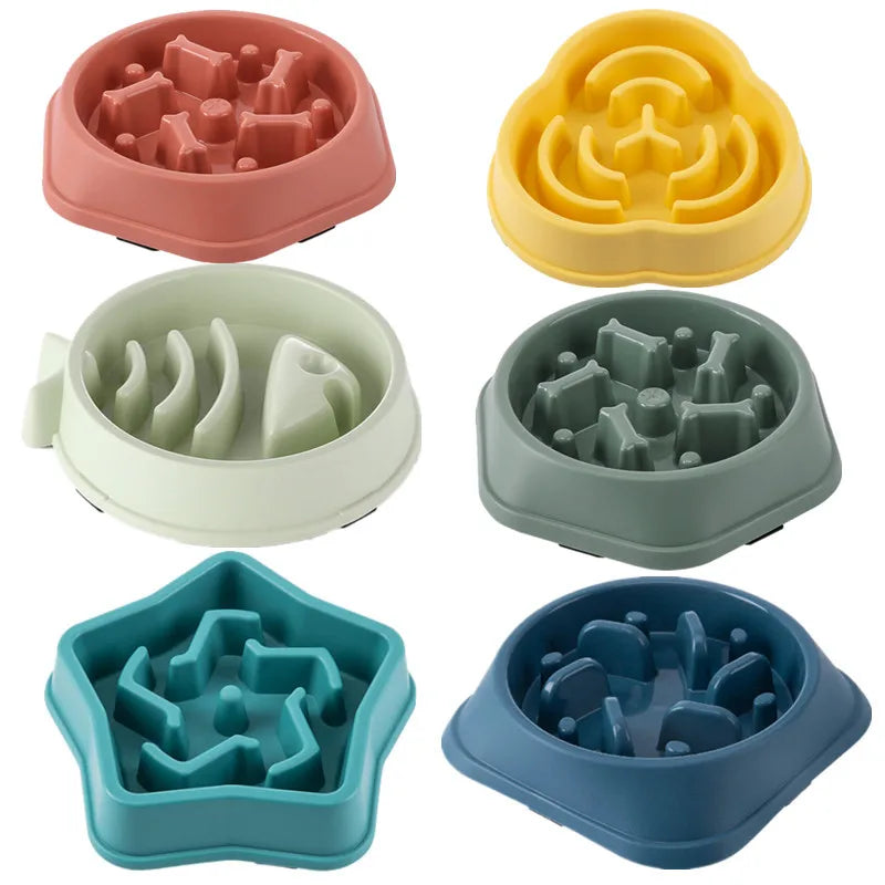 Pote Slow Feeder Espessado para Pets – Tigela Redonda Anti-Engasgo com Base Antiderrapante