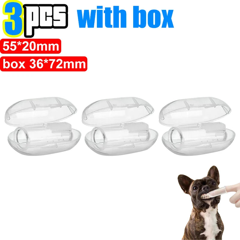 Kit Dedal Escova Dental de Silicone para Pets – Higiene Bucal para Cães e Gatos em Casa