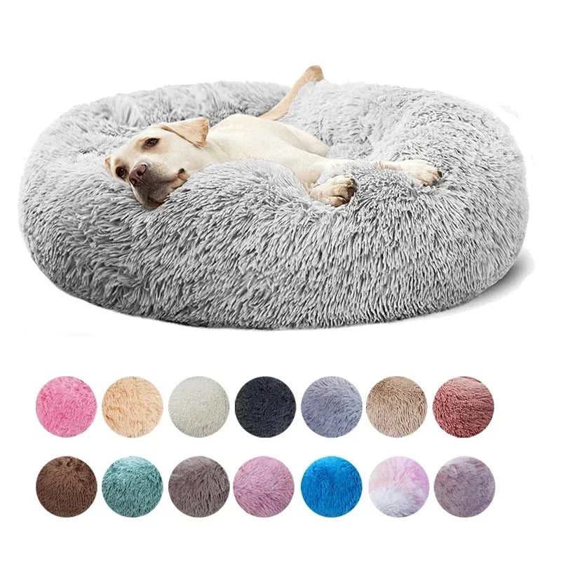 Cama Rosquinha Pelúcia Antiansiosa para Pets – Ultra Macia e Lavável (Inverno)