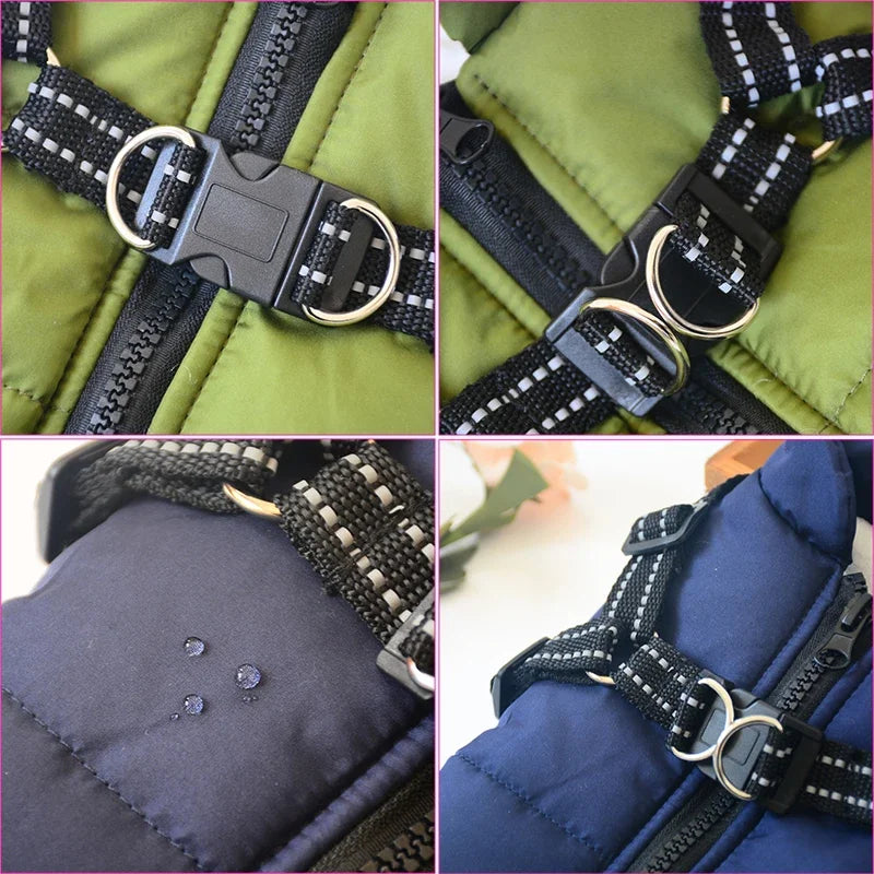 Jaqueta de Inverno para Cães com Peitoral Integrado – Impermeável para Raças Grandes e Pequenas
