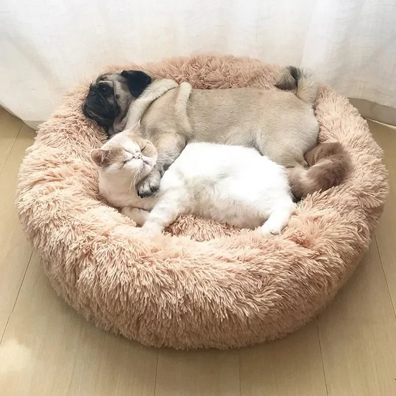 Cama Rosquinha Pelúcia Antiansiosa para Pets – Ultra Macia e Lavável (Inverno)