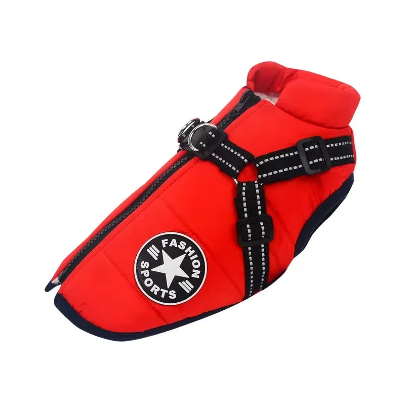 Jaqueta de Inverno para Cães com Peitoral Integrado – Impermeável para Raças Grandes e Pequenas