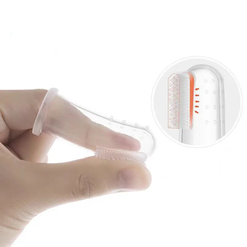 Kit Dedal Escova Dental de Silicone para Pets – Higiene Bucal para Cães e Gatos em Casa