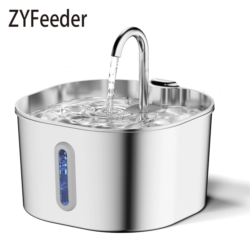 Bebedouro Elétrico Automático 2,2L para Pets – Fonte de Água em Aço Inox com Janela de Nível
