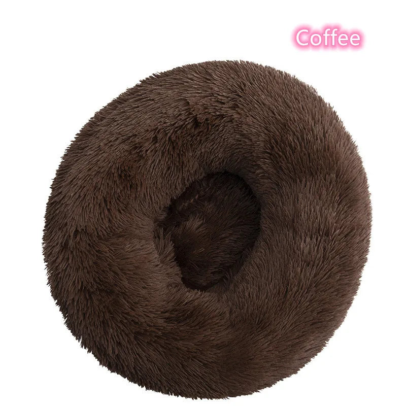 Cama Rosquinha Pelúcia Antiansiosa para Pets – Ultra Macia e Lavável (Inverno)