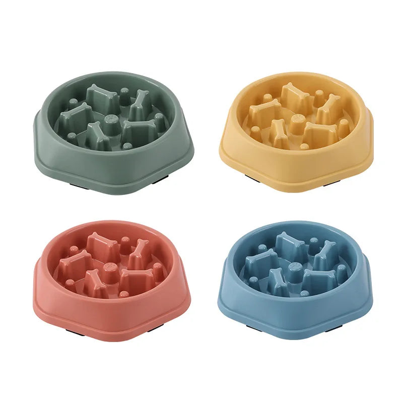 Pote Slow Feeder Espessado para Pets – Tigela Redonda Anti-Engasgo com Base Antiderrapante