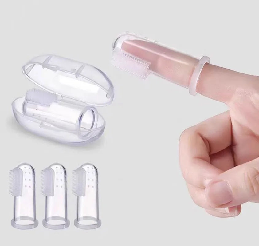 Kit Dedal Escova Dental de Silicone para Pets – Higiene Bucal para Cães e Gatos em Casa