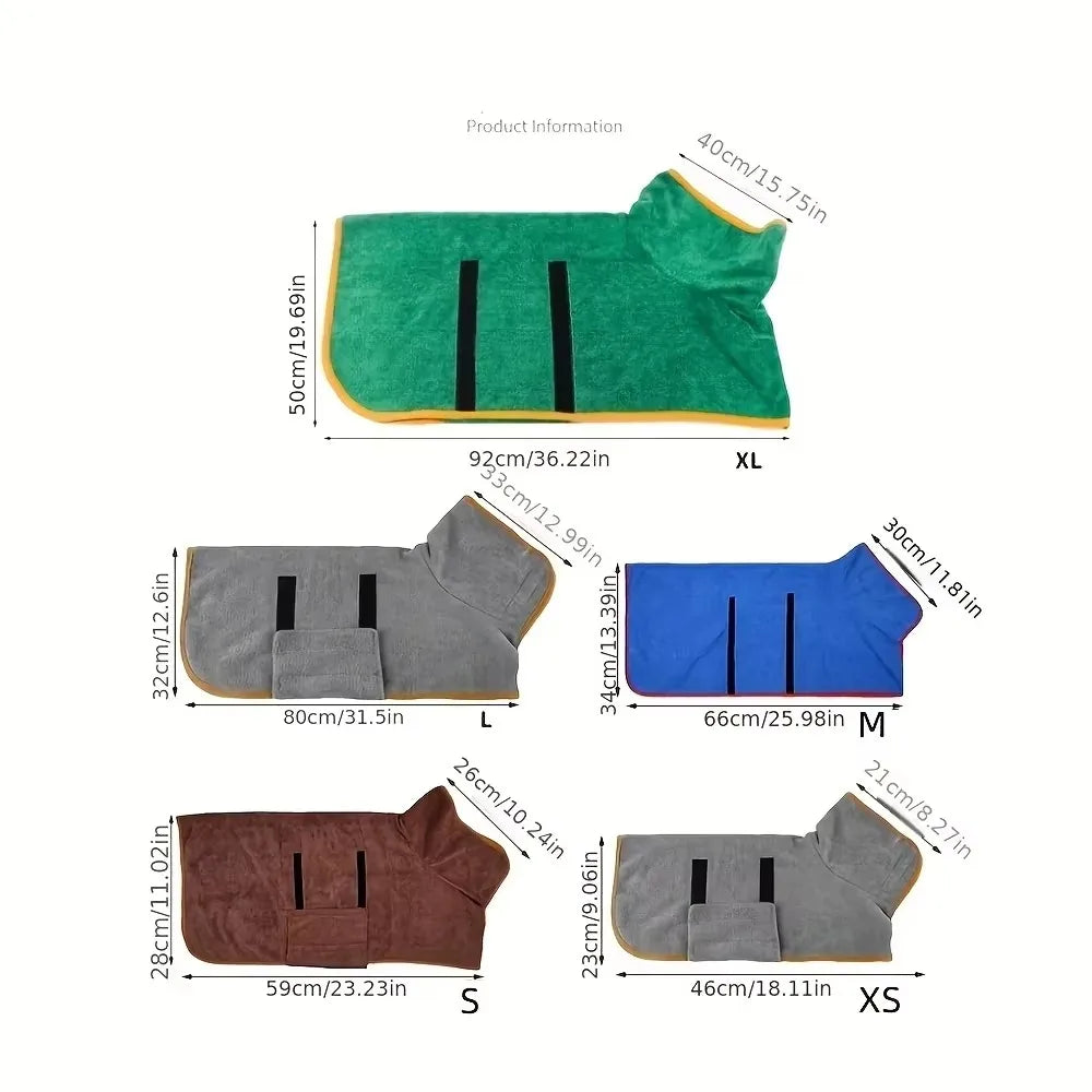 Roupão de Banho Absorvente para Pets – Secagem Rápida para Cães e Gatos